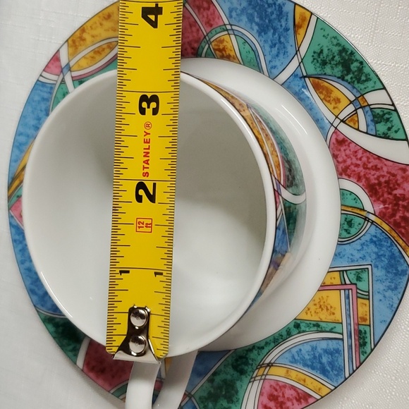 American Atelier VTG BOHO Fantasy Porcelain Cups & Saucers Matching Set of Two - Picture 2 of 14